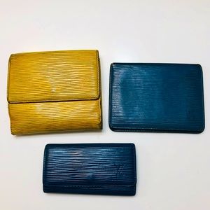 SET OF 3 LOUIS VUITTON Epi Key Cardholder Elise Wallet